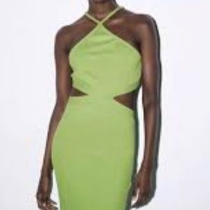 ZARA cutout dress is beautiful kiwi green Size M